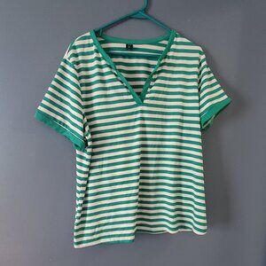 Shein Curve Green and White stripe summer top size 3XL